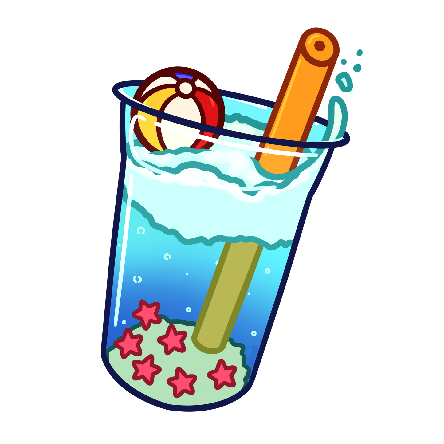 Beachy Blue Raspberry Boba Shaker Acrylic Charm