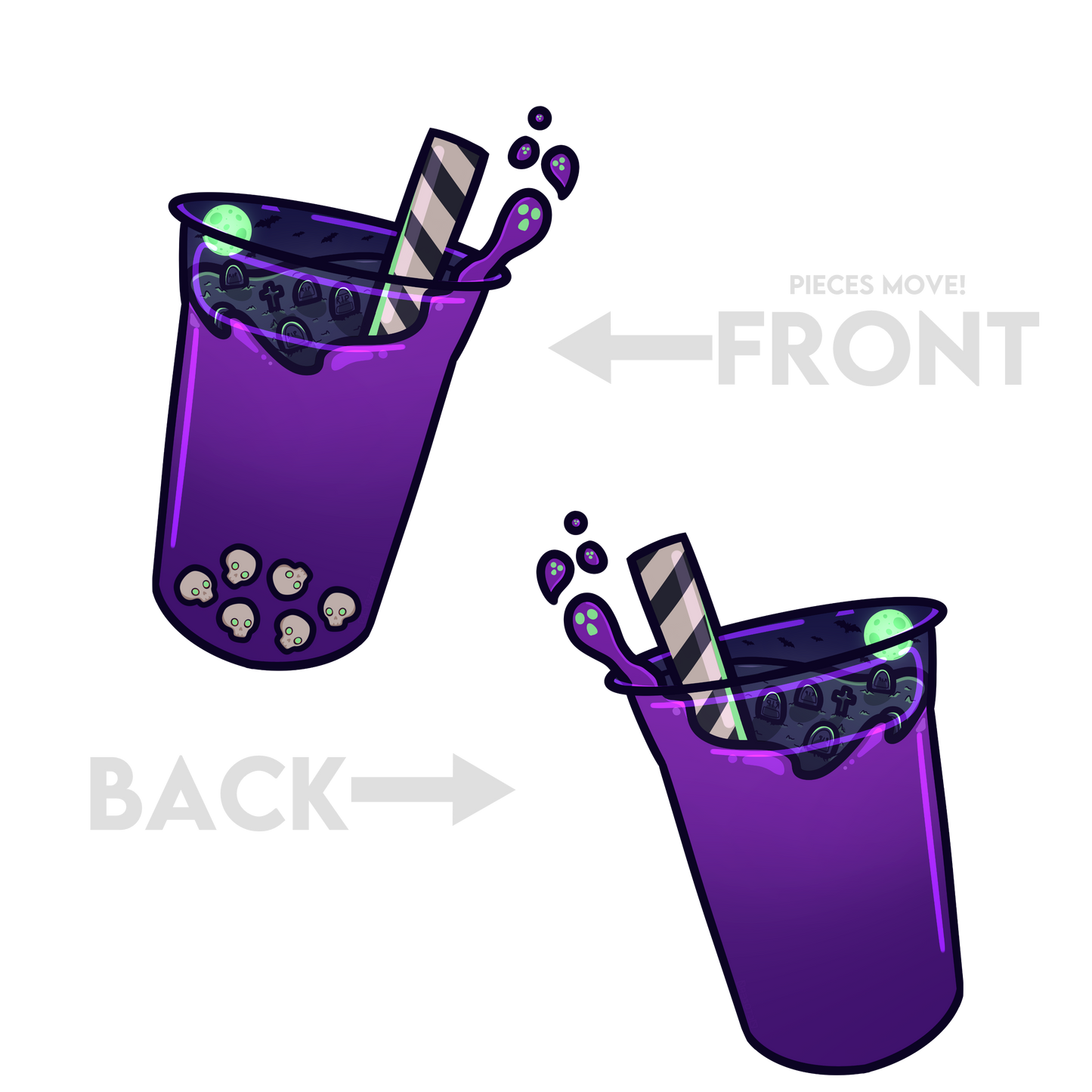 Gravely Grape Boba Shaker Acrylic Charm